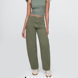 GAP Barrel High Rise Olive Pants